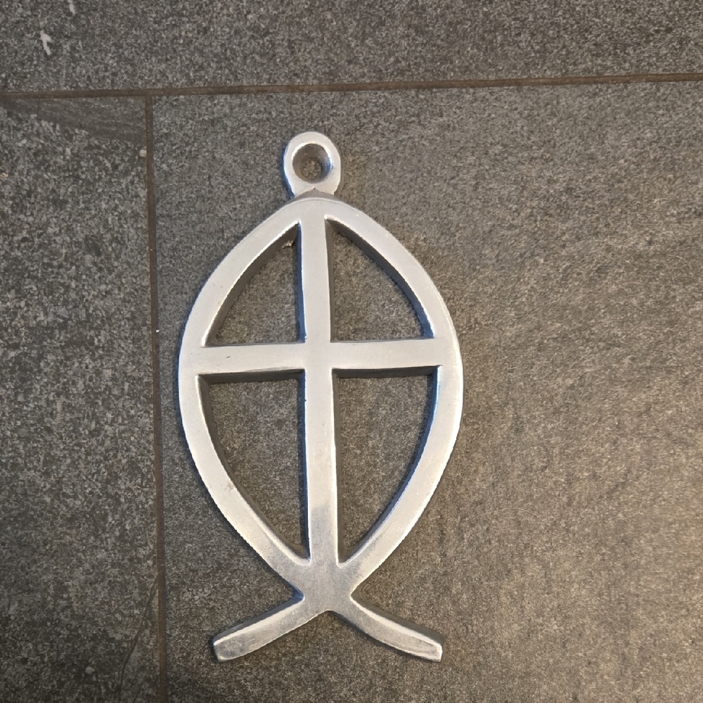 Silver Fish Cross Wall Decor